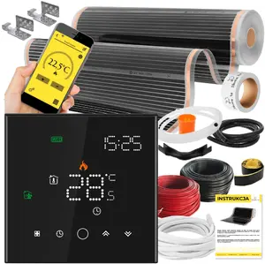 DEVI IR Silver 160W Heating Mat Set 3m² with width 100cm and Leo Black Thermostat