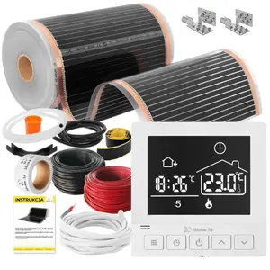 DEVI IR Silver Heating Mat Set 160W 2.5m² width 50cm with Taurus White Thermostat