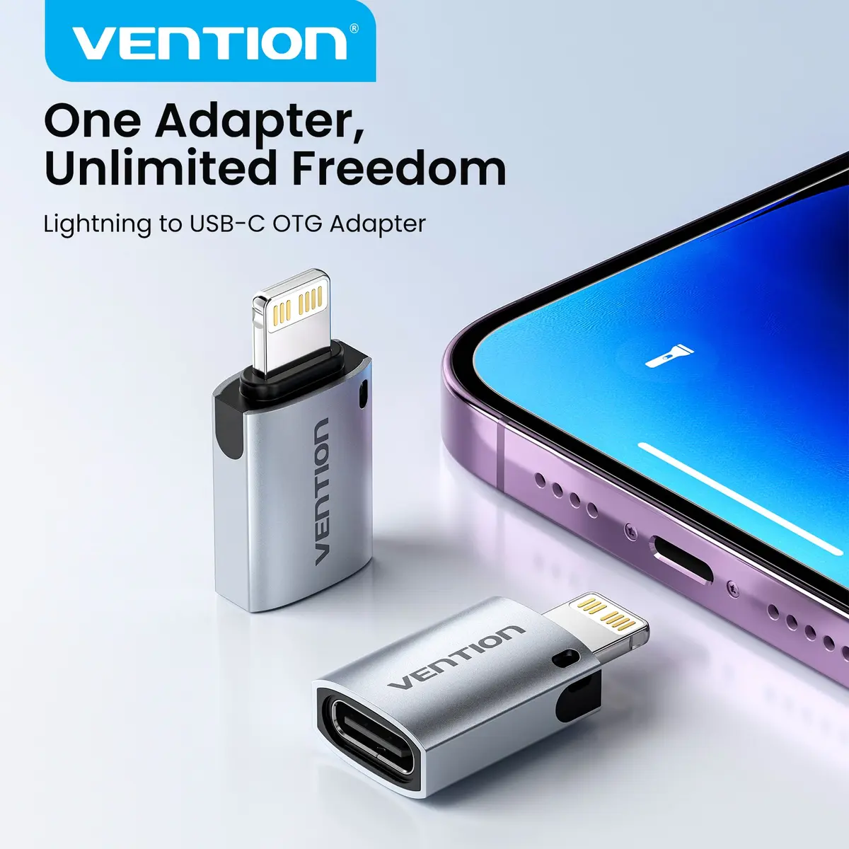 Vention CUDH0 USB-C to Lightning Adapter Grey Photo 3