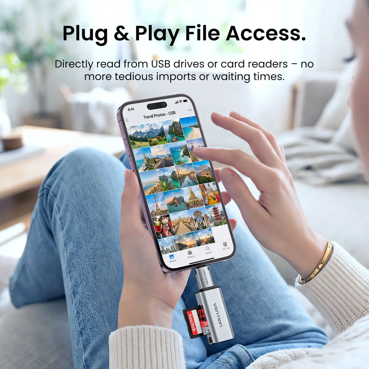 Vention CUDH0 USB-C to Lightning Adapter Grey Photo 5