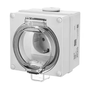 Elektroplast Oyster Surface Socket 16A 250V Grey IP66 with Grounding Contact and Protective Cover