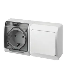 ELEKTROPLAST Hermes Virsapmetuma rozete un slēdzis IP44 250V 16A balta un pelēka