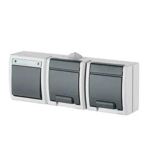 ELEKTROPLAST AQUANT Socket and Switch Block Surface Mounted 250V 16A IP55 Anthracite Grey
