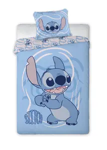 Disney Lilo & Stitch Duvet Cover Set Light Blue 140x200 cm 100% Cotton with Zipper