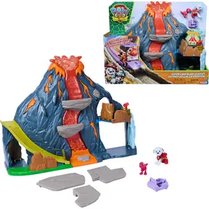 Spinmaster Paw Patrol The Dino Movie Super Lava Blast Volcano Playset with Lights and Sounds Marshall and Rhubarb Action Figures