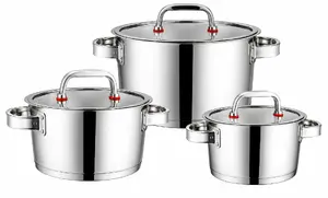 Sierra Pot Set 3 Pieces with Lids Stainless Steel Induction Compatible 90108