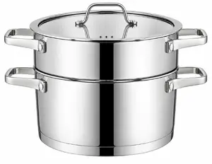 Amara 90117 3 Piece Steamer Pot 3L 24x6.5cm Stainless Steel Induction Compatible