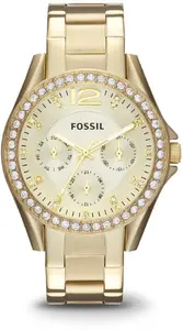 Fossil Riley ES3203 sieviešu kvarca rokas pulkstenis nerūsējošā tērauda zelta 38 mm