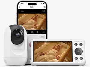 Momcozy BM016-WH12BA-A bērnu uzraudzības ierīce balta ar kameru displeju nakts režīmu temperatūras sensoru 300 m darbības rādiusu 5800 mAh akumulatoru