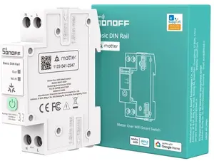 Sonoff BASIC-1GSP Viedais DIN sliedes relejs ar Wi-Fi Matter un enerģijas patēriņa uzraudzību 100-240V 32A