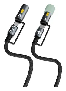 Conceptronic ETTA10B15 4-в-1 USB 2.0 кабель с LED подсветкой и электрозажигалкой USB-C на USB-C PD 60W 3A 1.5м черный