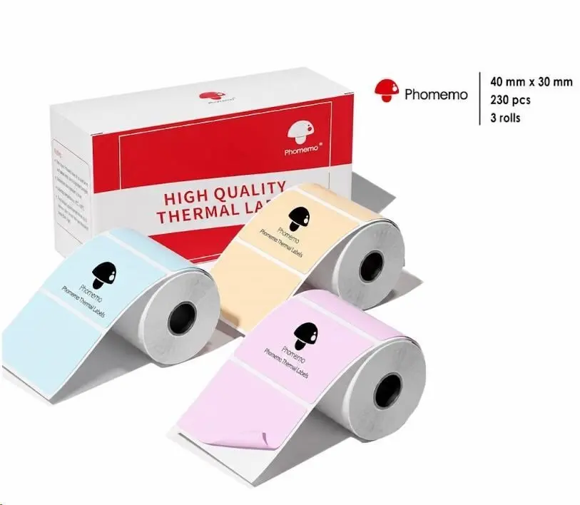 Phomemo Etykiety kolorowe Rainbow 3 rolki