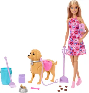 Mattel Barbie Walk and Potty leļļu komplekts JJB46 ar interaktīvu mājdzīvnieku