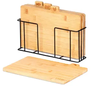Vilde Bamboo Cutting Boards Set with Stand 28x20 cm 4 pcs