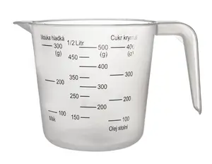 Measuring Jug 500ml VILDE Transparent Plastic Kitchen Cup with Handle Spout and Dual Scale for Liquids and Ingredients 14.5 x 10 x 10 cm