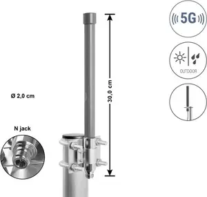 Delock 5G LTE Antenna N Female 3.5 - 6.0 dBi Omnidirectional Rigid Outdoor Grey 30 cm