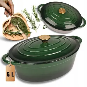 HAGE Emaliowana brytfanna żeliwna gęsiarka 6L HAGE zielona (DK34-bottle green)