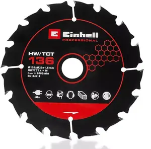 Einhell TCT Saw Blade 136 mm, Bore 20 mm, 16 Teeth for TP-CS