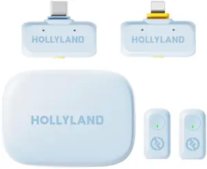 Hollyland Lark A1 Bezvadu lavalier mikrofons Gaiši zils RF 200m 120 dB