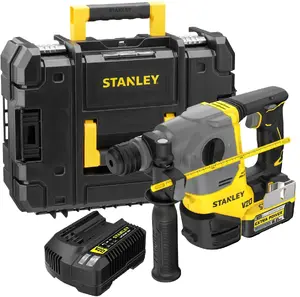 Młotowiertarka Stanley SDS PLUS + 1 akumulator 6,0 Ah + ładowarka + skrzynka Pro-stack (SFMCH910R1T-QW)