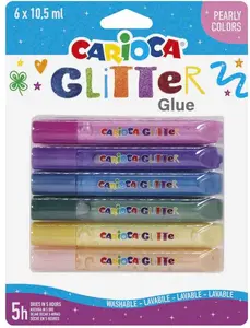 Carioca 42113 Glitter Glue Multicolour Blister Pack 10.5 ml Pearly 6 Pieces