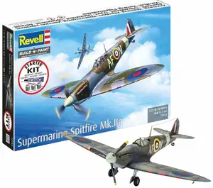 Revell Starter Kit Spitfire Mk.IIa Model Airplane Building Set with Paint, Glue, and Brush