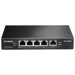 Edimax ES-5104PH tīkla pārslēgs Nepārvaldīts L2 Fast Ethernet (10/100) Power over Ethernet (PoE) Melns