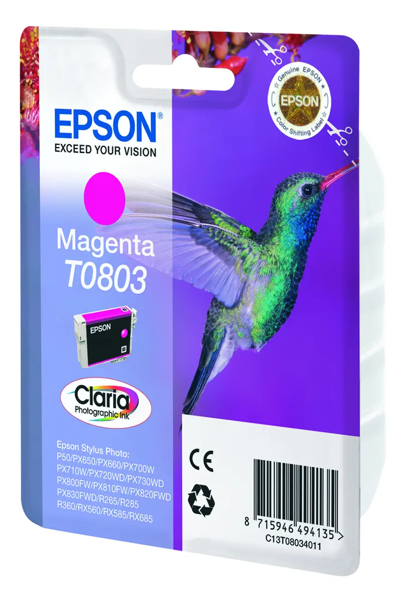 Epson Hummingbird Singlepack Magenta T0803 Claria
