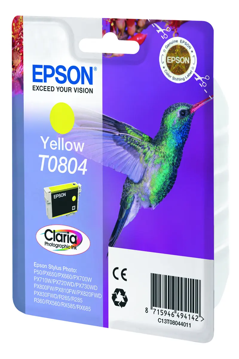 Epson Hummingbird Singlepack Yellow T0804 Claria