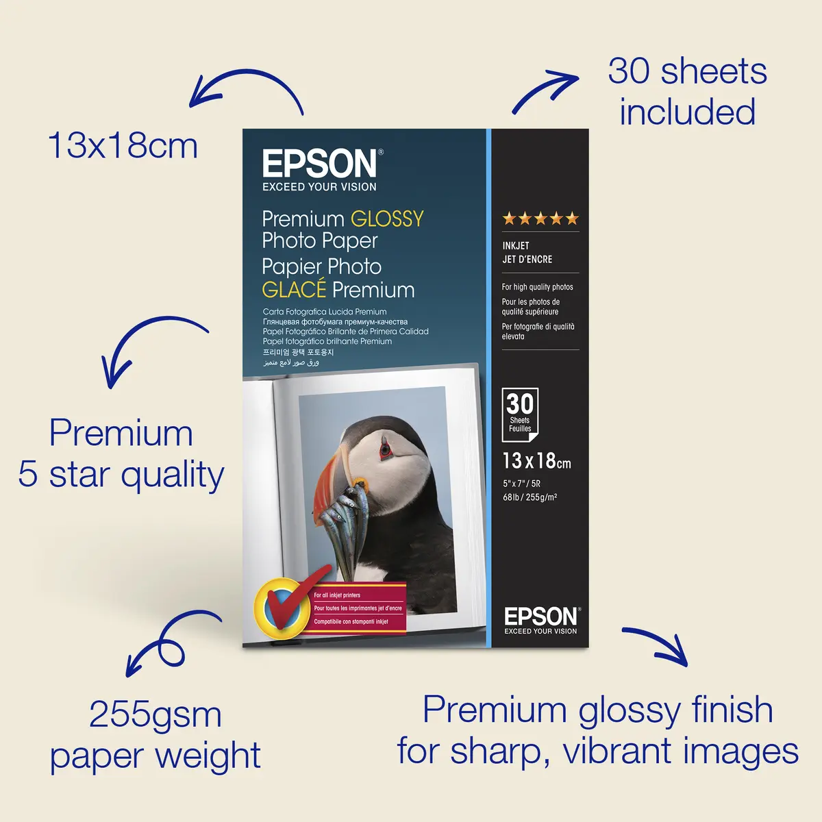 Epson Premium Glossy fotopapīrs 13x18cm 30 lapas Photo 5