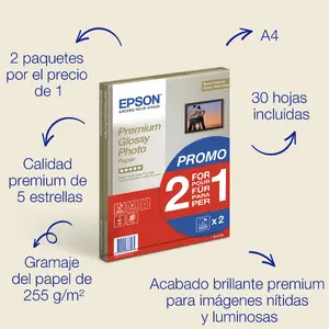 Epson Premium Glossy Photo Paper A4 255gsm 30 sheets C13S042169