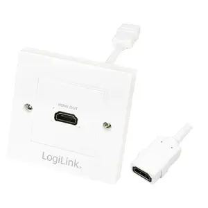 LogiLink AH0014 HDMI sienas rozetes adapteris HDMI Type A sieviete pret HDMI Type A sieviete balts zeltīti kontakti