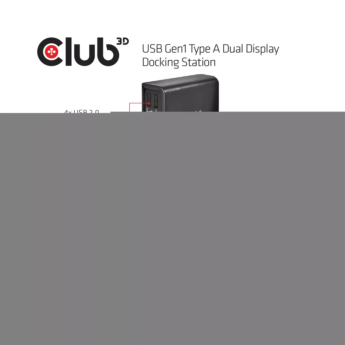 Док-станция CLUB3D USB Gen1 Type A Dual Display Photo 8