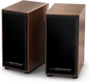 Speakers ESPERANZA EP122 2.0 wired desktop speakers, 2×6W RMS, wooden housing, rotary volume, 60–20000 Hz