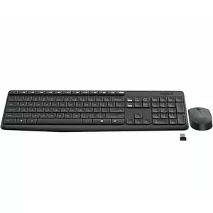 Logitech MK235 Wireless Keyboard+Mouse, Black, Silver, Mouse included, QWERTY Russian , Numeric keypad, USB