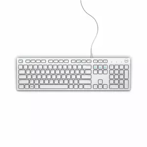 Wired USB Full-size Keyboard Dell KB216 — QWERTY US International, White, Numeric Keypad, Spill-resistant