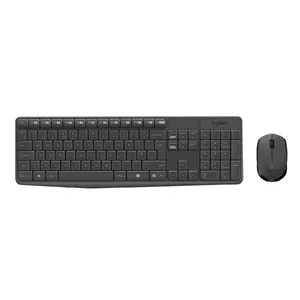 Logitech MK235 клавиатура Мышь входит в комплектацию USB QWERTY Международный американский стандарт Серый