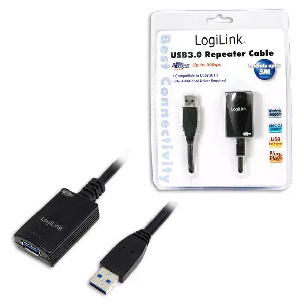 USB kabelis LogiLink 5.0m USB 3.0 M/F Photo 2