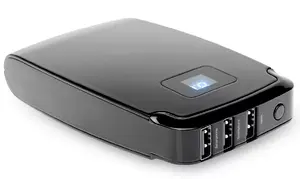 Power bank EDNET 31892 — Li-Ion 10400 mAh, uzlādē līdz 3 ierīcēm, melns