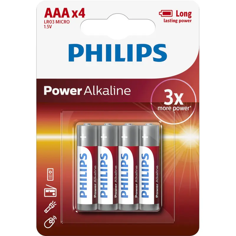 Щелочная батарея Philips Power LR03P4B/10 Photo 3