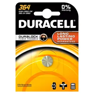 Vienreizējās lietošanas akumulators Duracell 364 SR60 Sudraba oksīds Poga Monēta