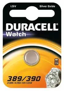 Одноразовая таблеточная батарейка Duracell 389/390, серебряно‑оксидная 1.5 В, 1 шт.