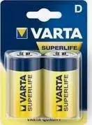 Battery Varta Superlife D (size D) 2-pack — 1.5V zinc-carbon cells