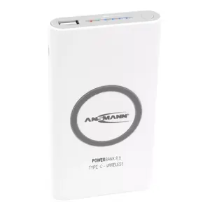 Power bank ANSMANN 8.8 LiPo 8000 mAh with wireless charging, USB-C and USB-A, white