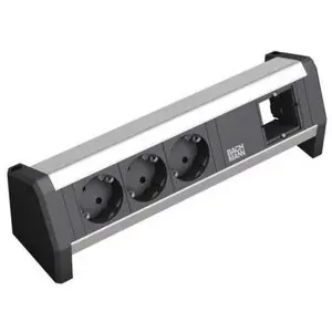 Удлинитель Bachmann 3x Schuko 1x GST18 Черный Серебристый
