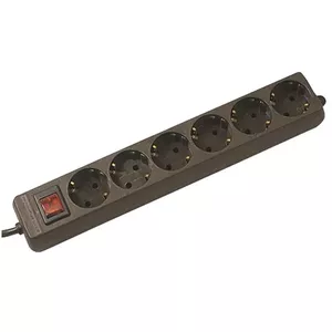 AC strēmeļu slēdzis Bachmann Selly Black 6 kontaktligzdas 1.5m