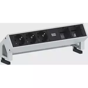 Удлинитель питания Bachmann DESK 2 0.2 м 3 розетки Черный Нержавеющая сталь