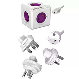Удлинитель Allocacoc PowerCube ReWirable USB 1м 4 AC розетки Фиолетовый Белый
