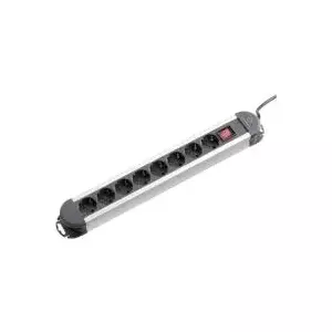 Сетевой фильтр Renkforce 815A-CMB, 8 розеток, чёрно‑серебристый, с выключателем