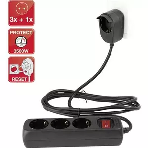 Удлинитель REV Multiple Socket Outlet 3+1 с выключателем, кабель 2 м, чёрный
